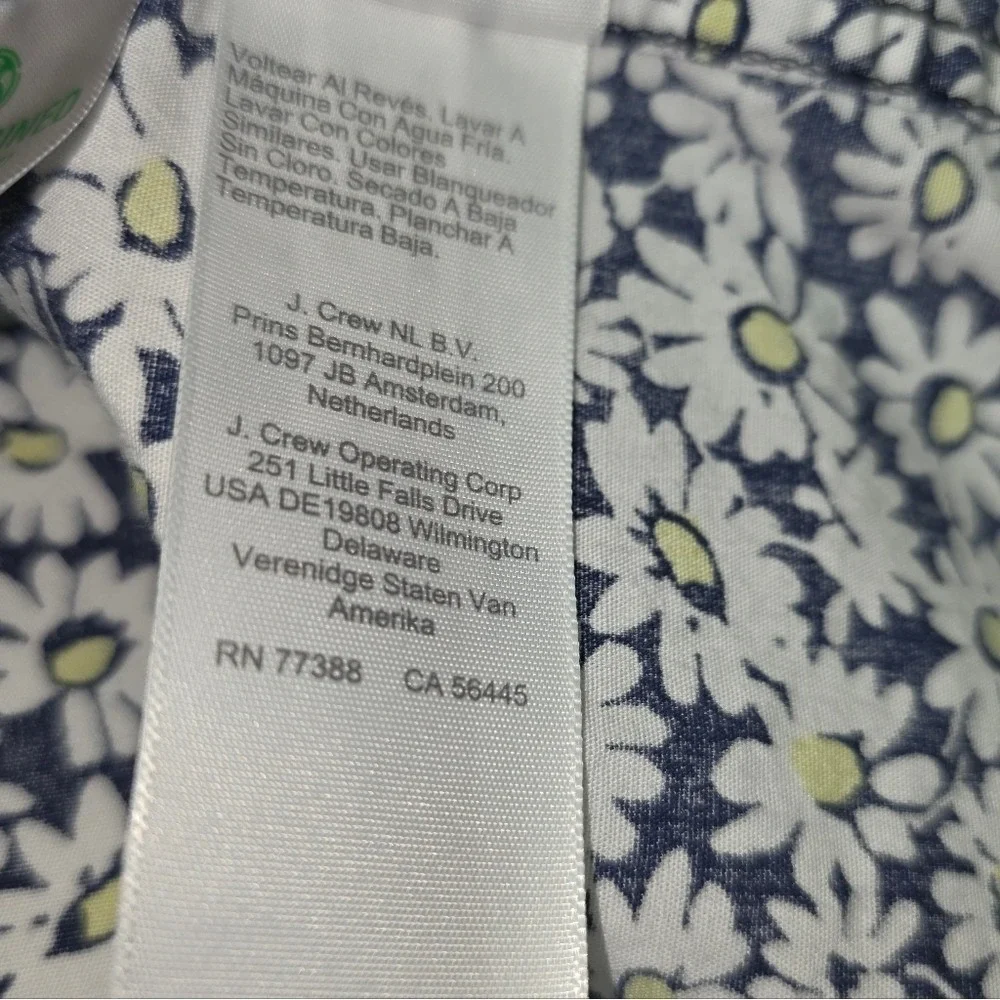 J. Crew Navy White Floral Shirt XL Stretch Summer Slim Flex Preppy Costal Beach‎